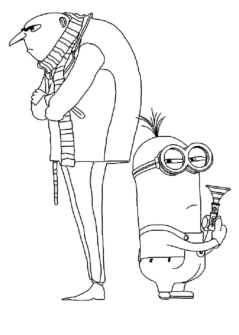 Desenho deGru e Minion para colorir