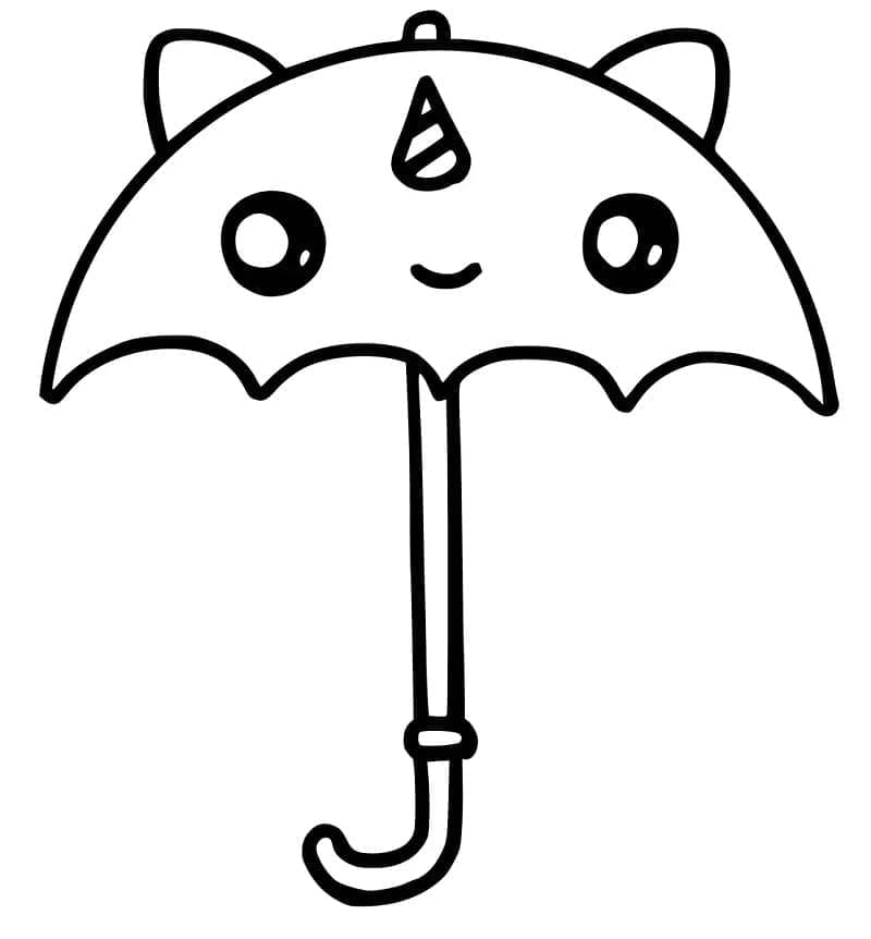 Desenho de Guarda-chuva Kawaii para colorir