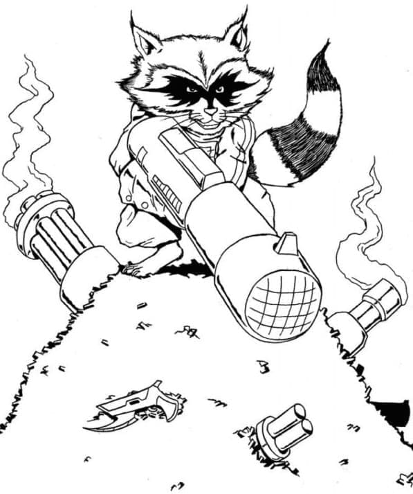 Desenho deGuardiões Da Galáxia Rocket Raccoon para colorir