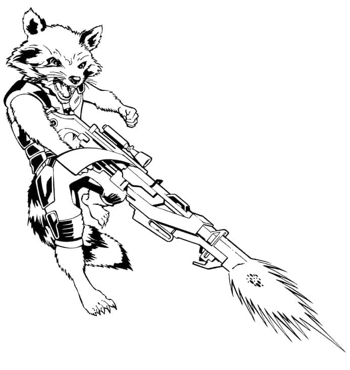 Desenho deGuardiões da Galáxia Rocket Raccoon para colorir