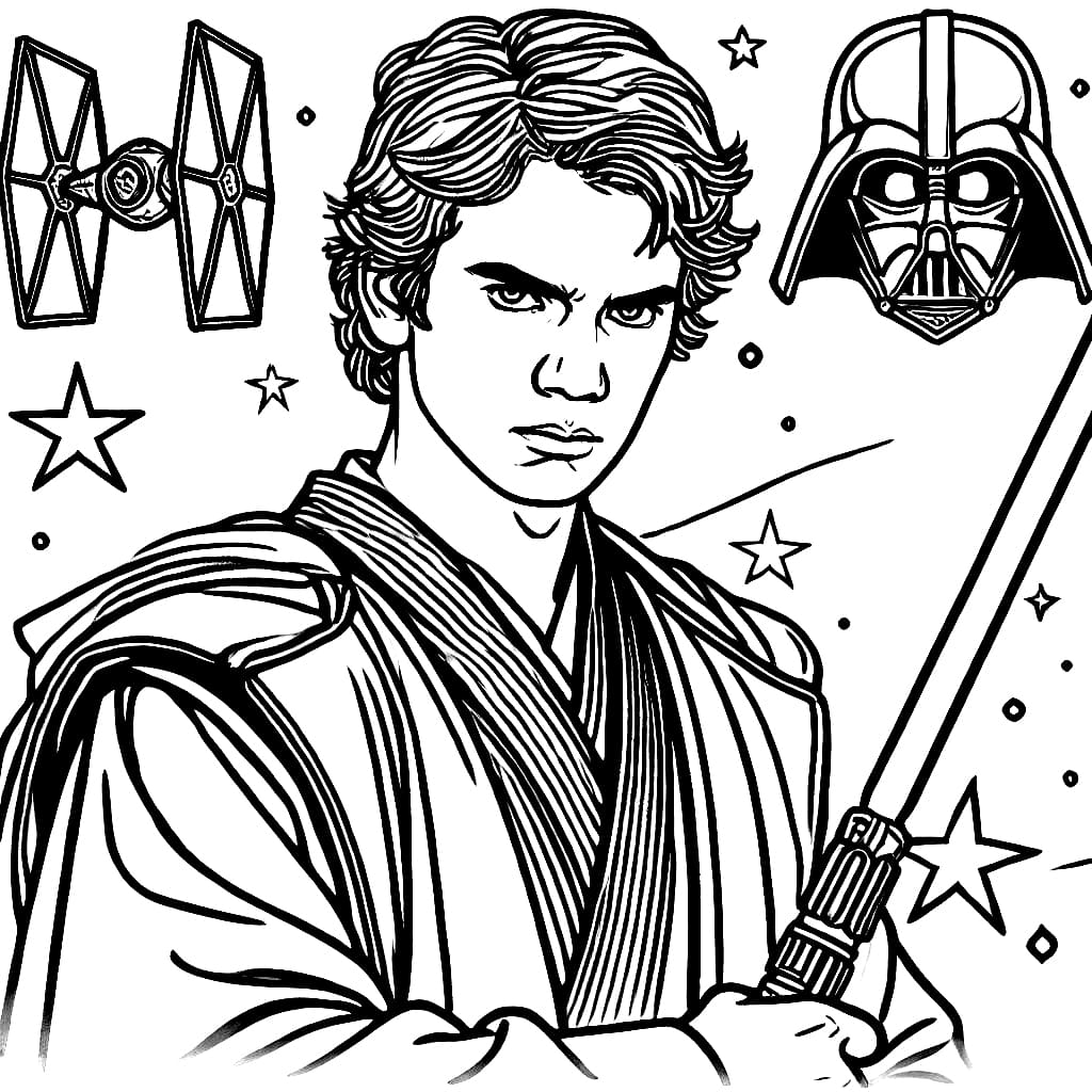 Desenho de Guerra das Estrelas Anakin Skywalker para colorir