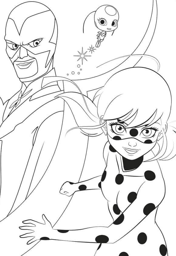 Desenho deHawk Moth e Marinette para colorir