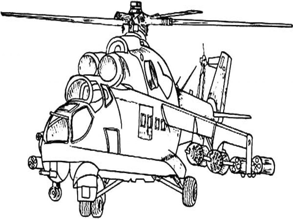 Desenho deHelicóptero do Exército para colorir