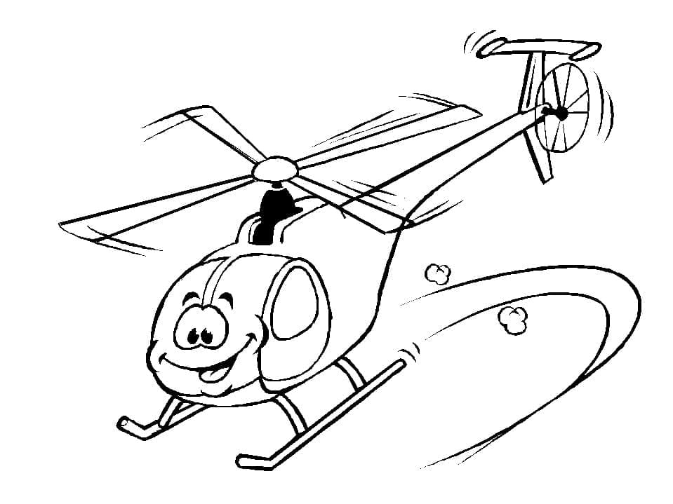 Desenho deHelicóptero Engraçado para colorir