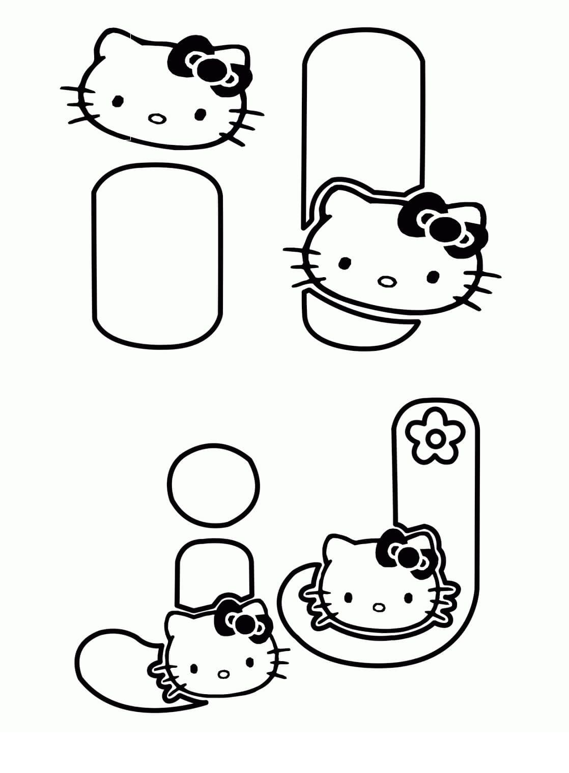 Desenho deHello Kitty e Letra I para colorir