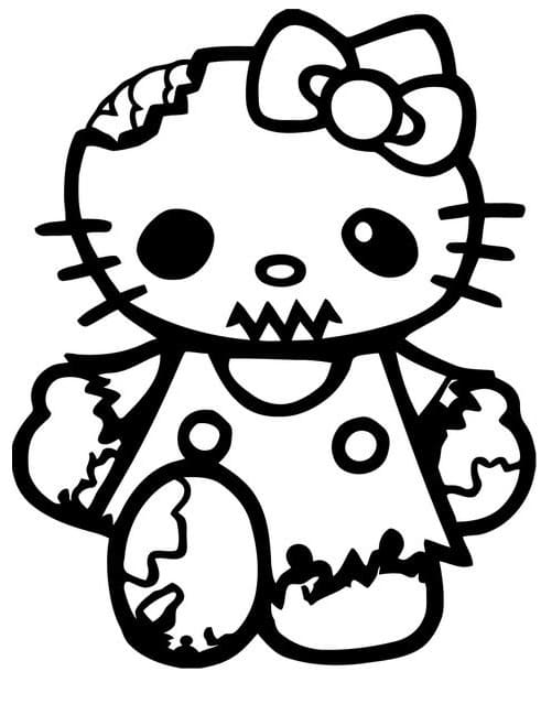 Desenho de Hello Kitty Zombie para colorir