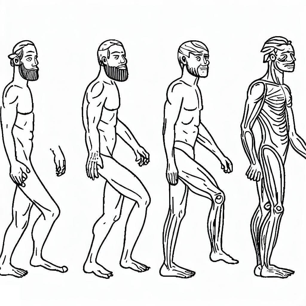 Desenho deHistória da Evolução Humana para colorir