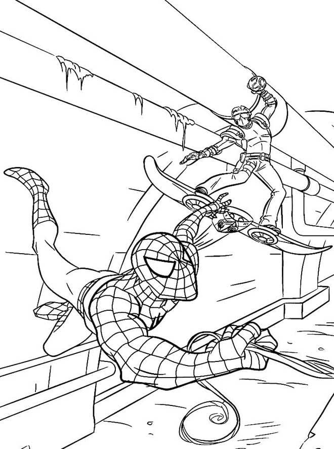 Desenho deHomem-Aranha e Duende Verde para colorir