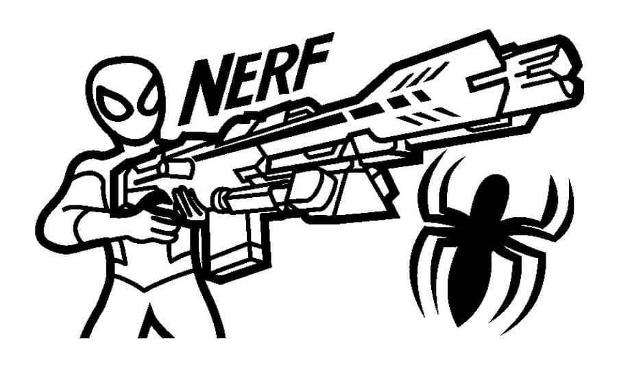 Desenho deHomem-Aranha e Lançador Nerf para colorir