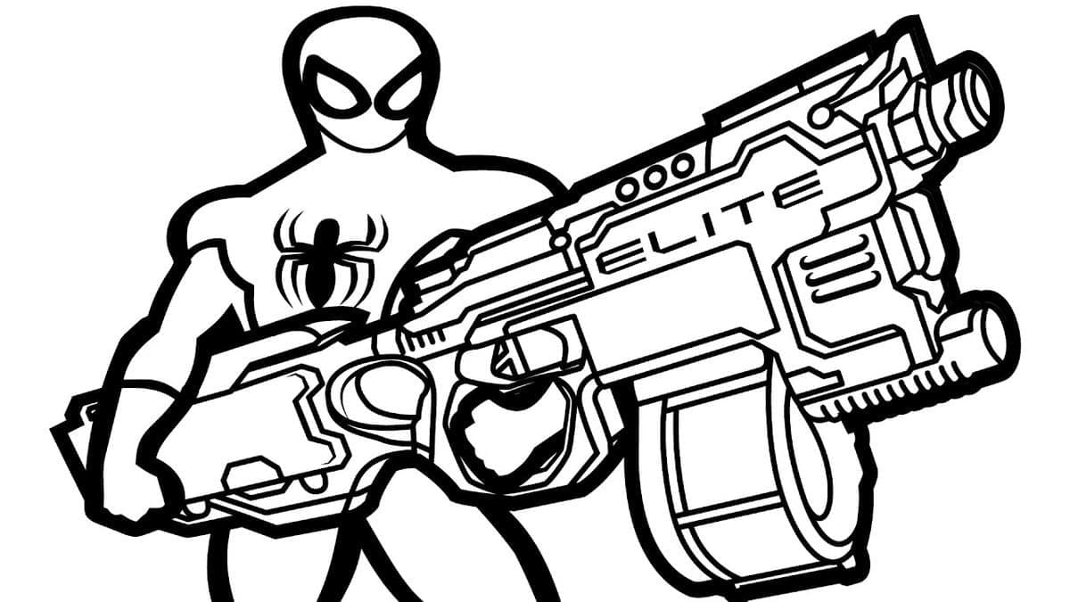 Desenho deHomem-Aranha e Nerf para colorir