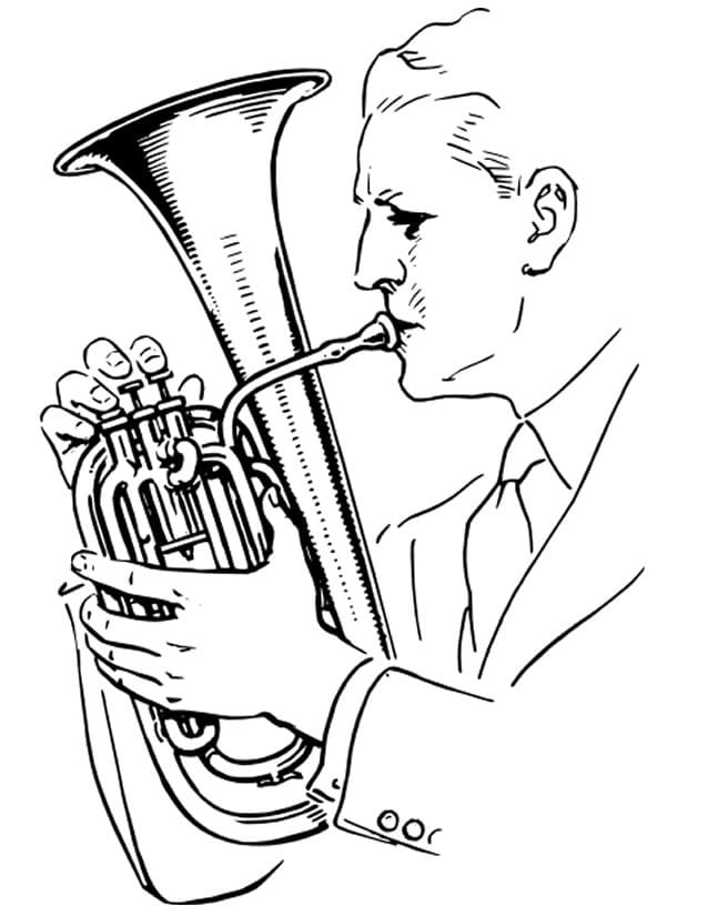 Desenho deHomem Tocando Tuba para colorir