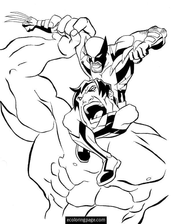 Desenho deHulk contra Wolverine para colorir