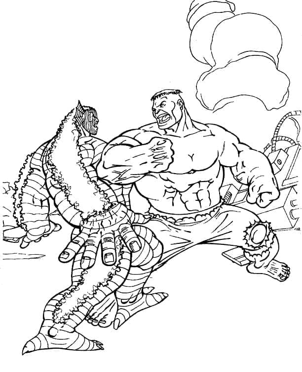 Desenho deHulk Lutando para colorir