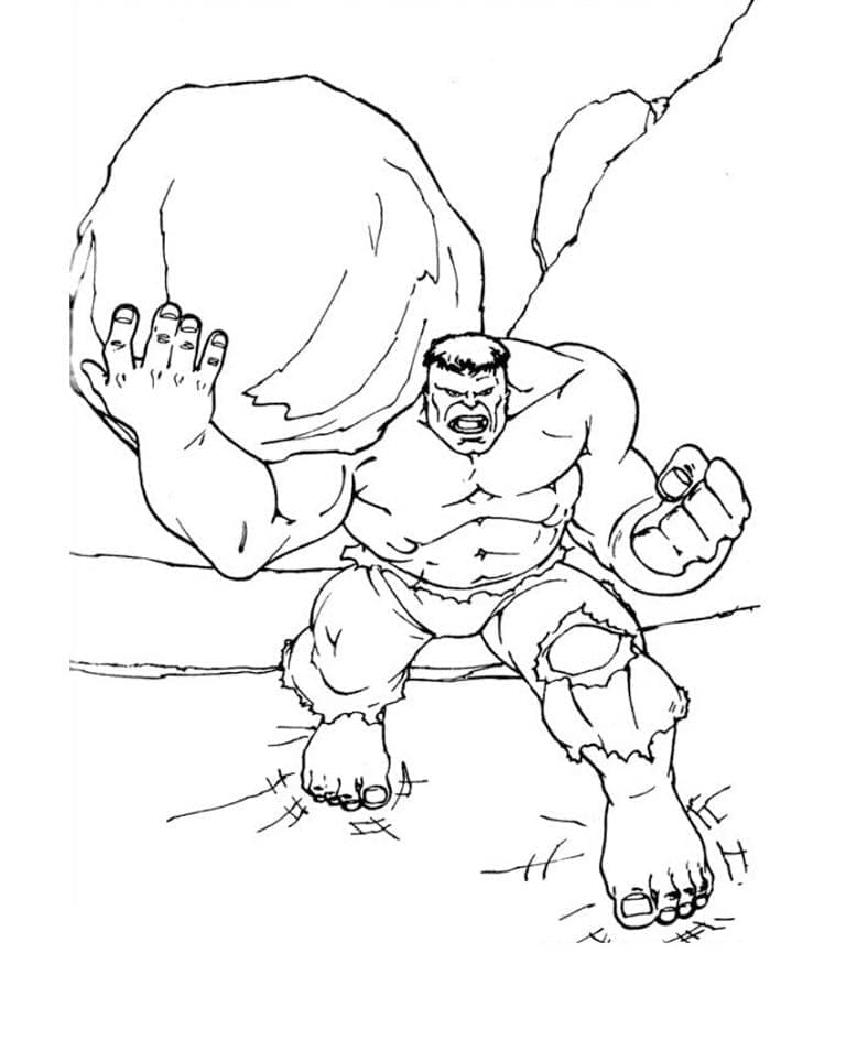 Desenho deHulk Segurando uma Pedra para colorir