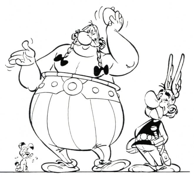 Desenho deIdeiafix, Asterix e Obelix para colorir