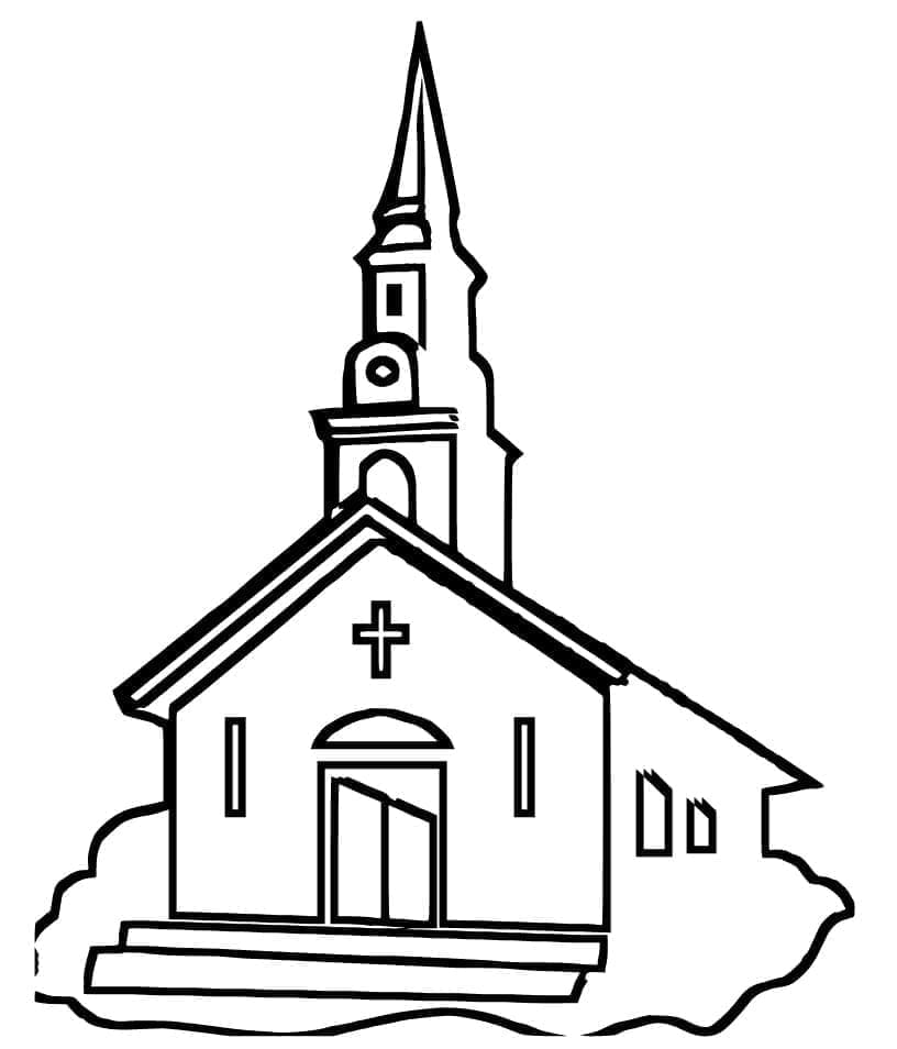 Desenho de Igreja Comunitária para colorir