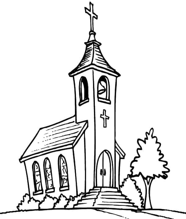 Desenho de Igreja de Oração para colorir