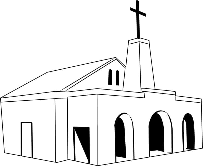 Desenho deIgreja Fácil para colorir