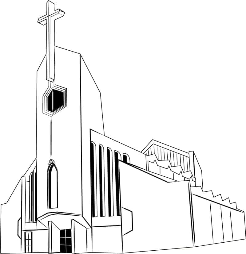 Desenho de Igreja Incrível para colorir