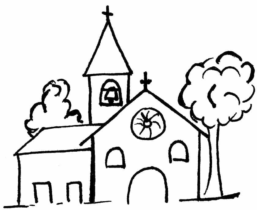 Desenho de Igreja Simples para colorir