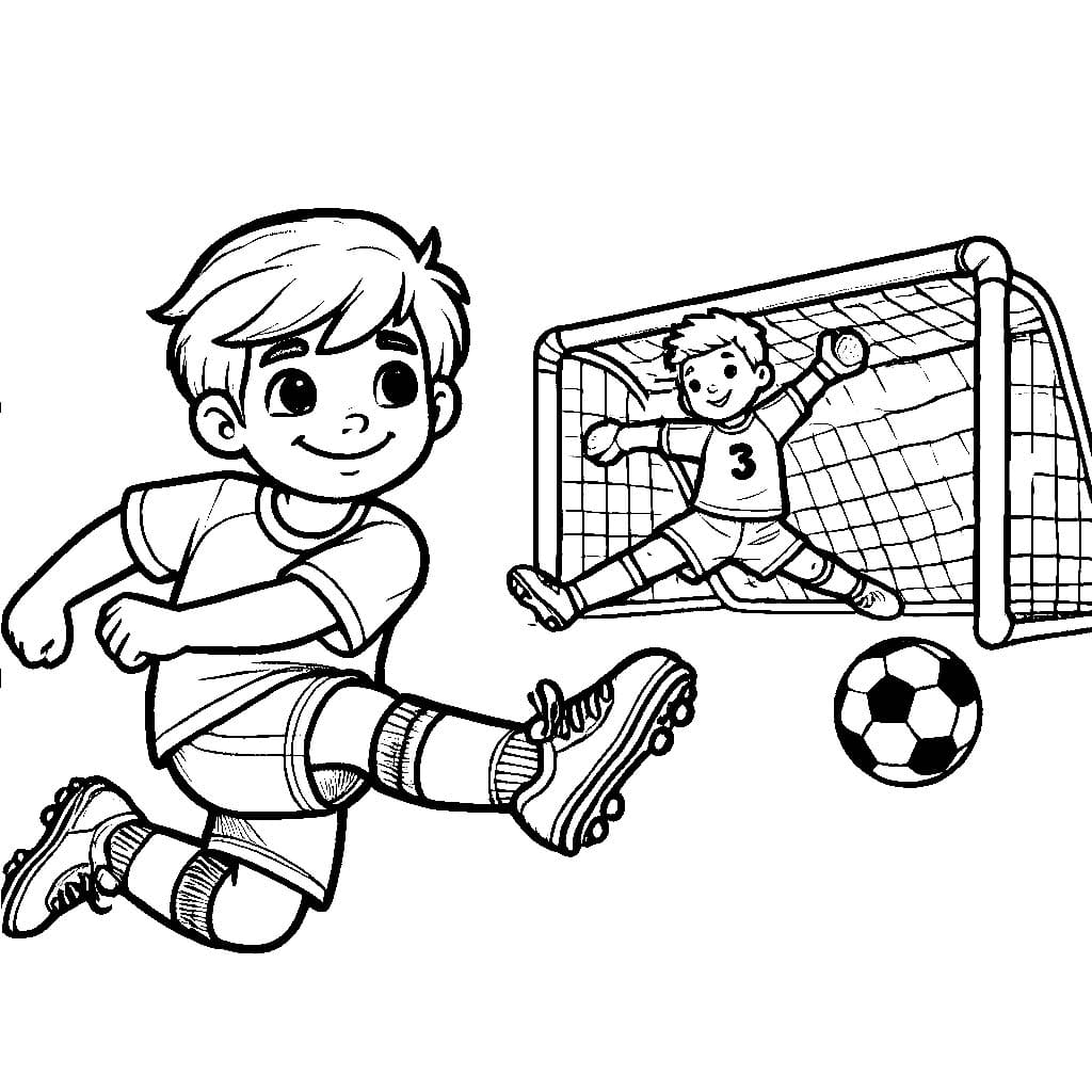 Desenho deImagem Crianças Jogando Futebol para colorir