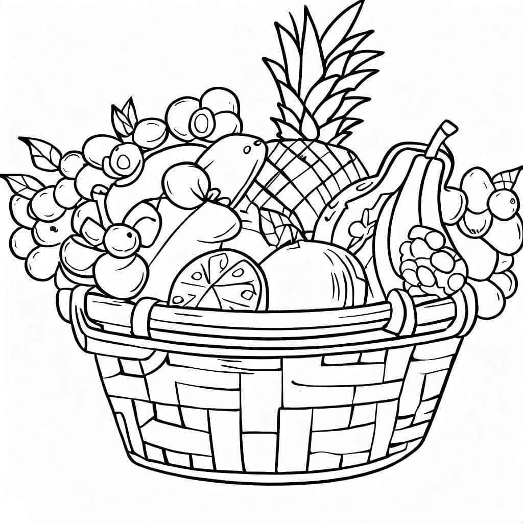 Desenhos de Cesta de Frutas para colorir