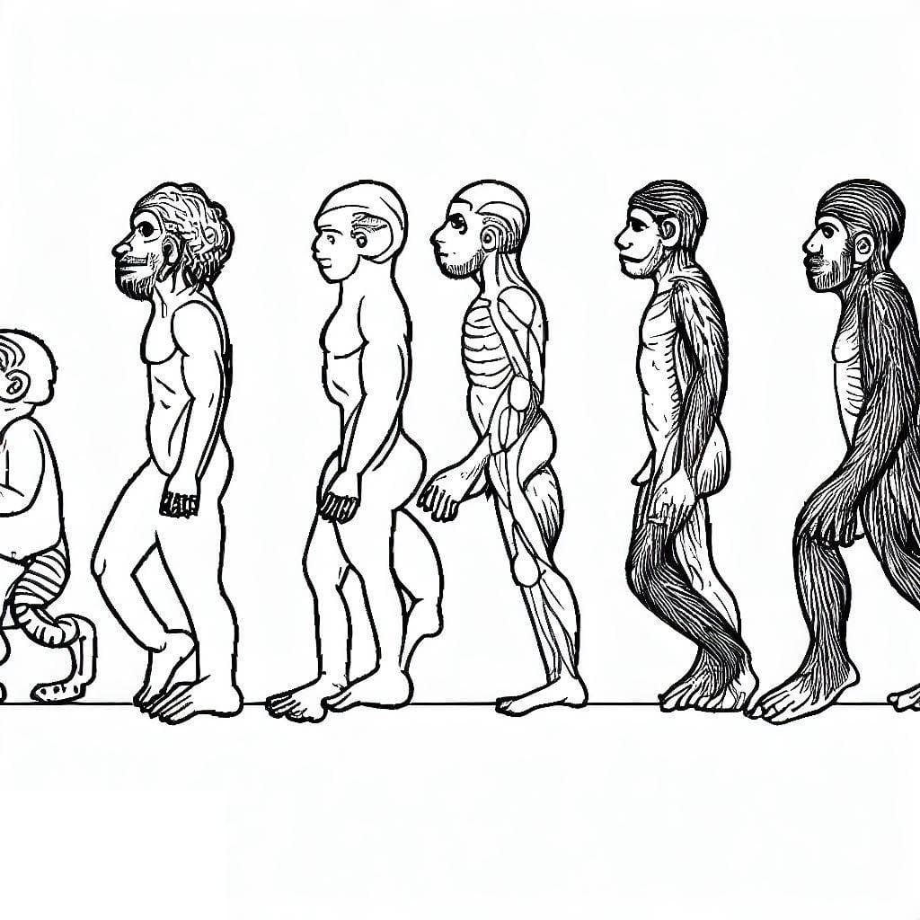 Desenhos de Evolução Humana para colorir