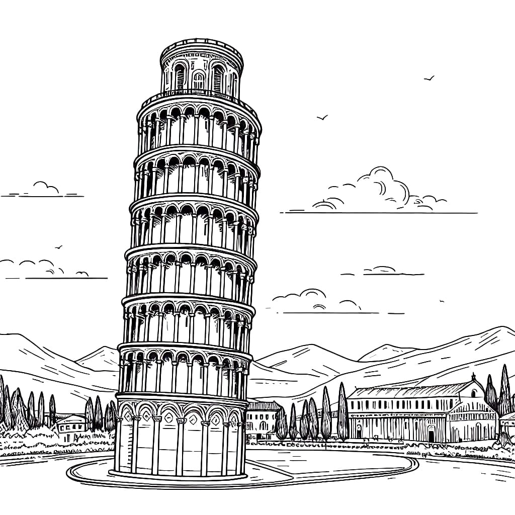 Desenhos de Torre de Pisa para colorir