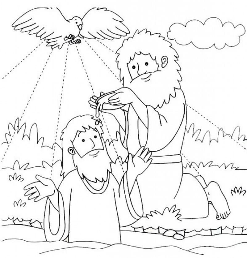 Desenho deImagem de Batismo de Jesus para colorir