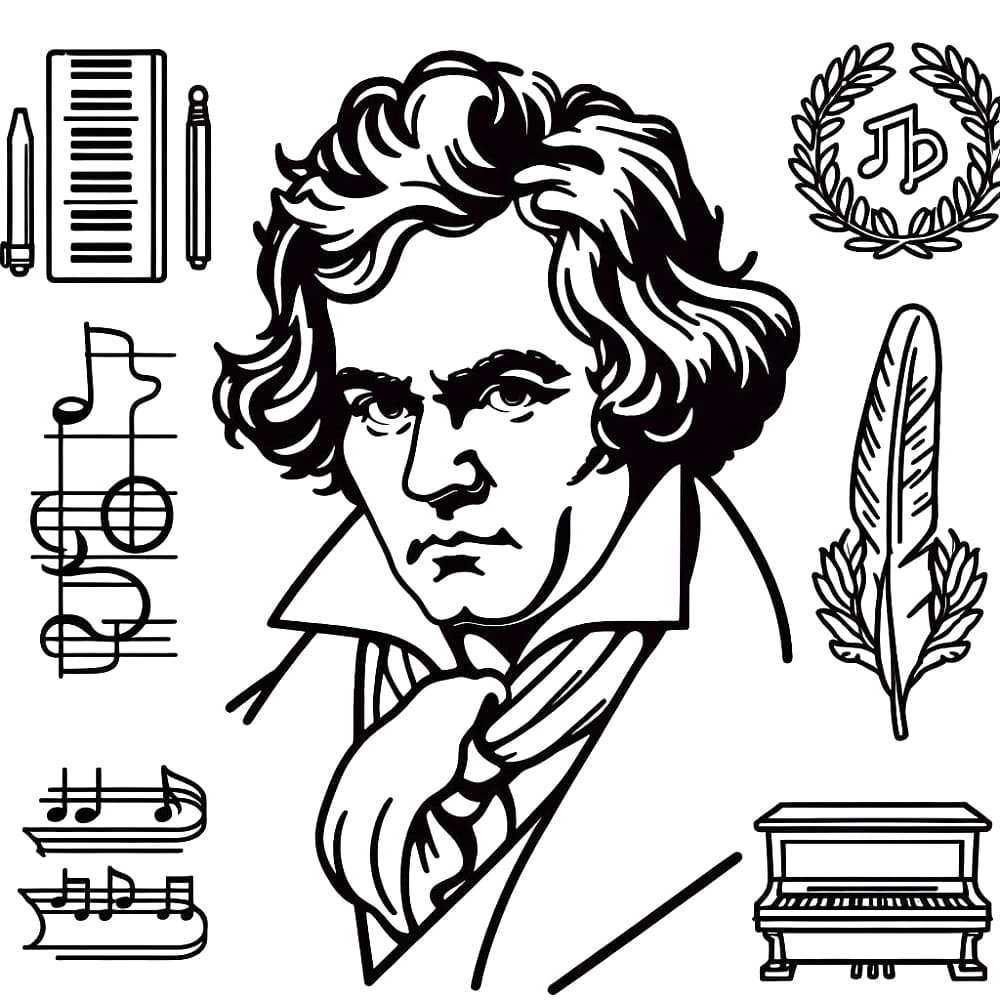 Desenho deImagem de Beethoven para colorir