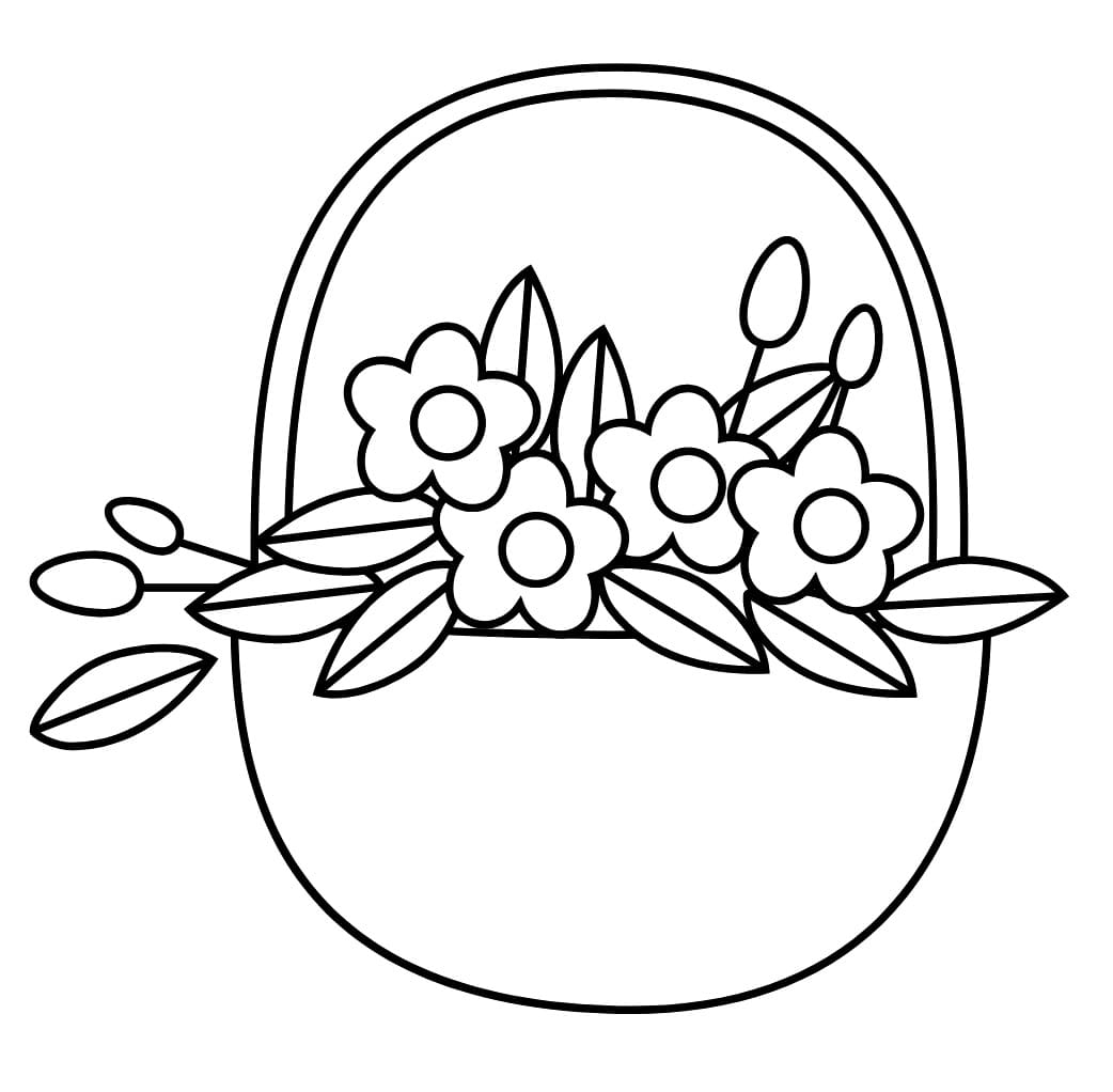 Desenho deImagem de Cesta de Flores para colorir