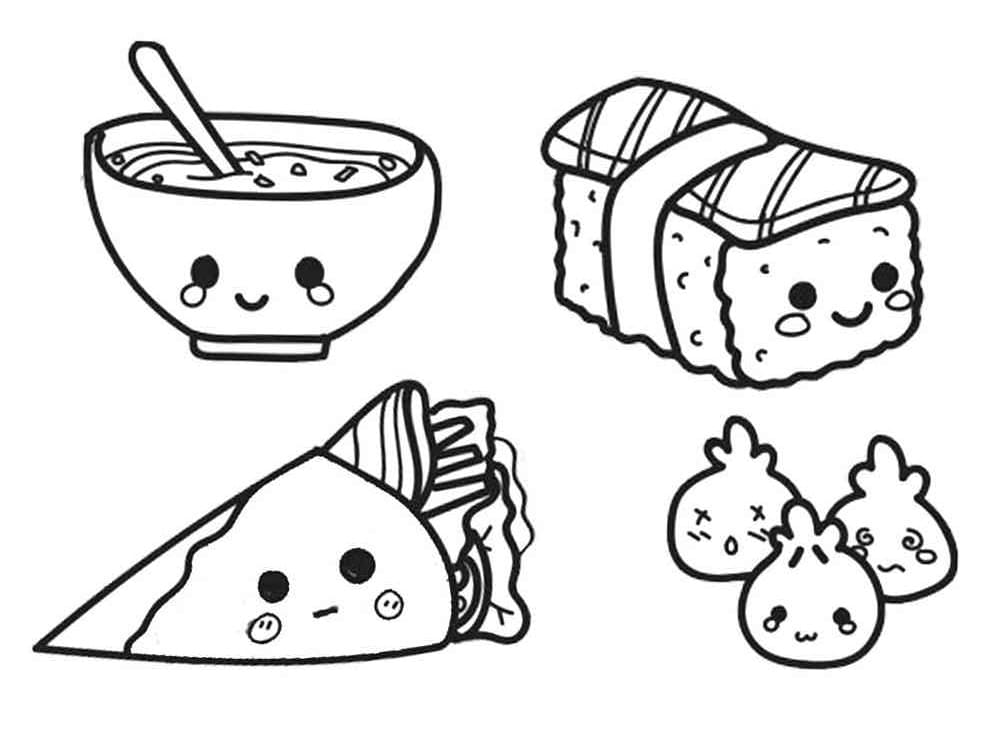 Desenho deImagem de Comidas Fofas para colorir