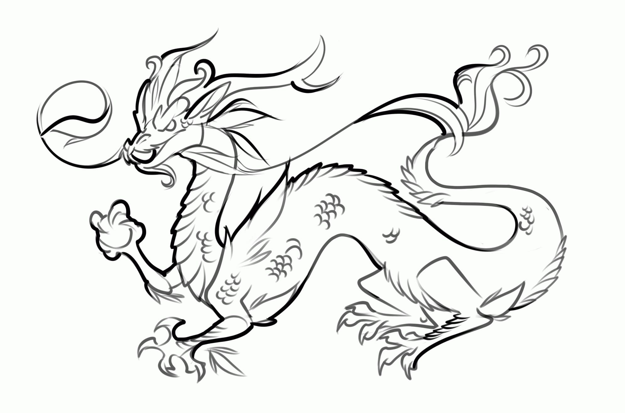 Desenho deImagem de Dragão Chinês para colorir