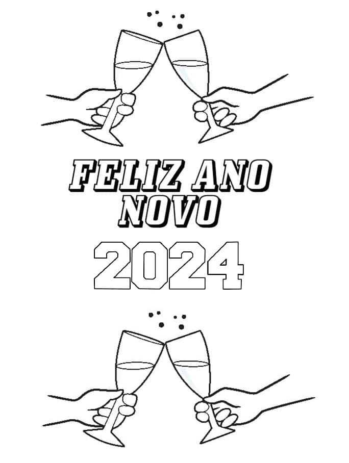 Desenho deImagem de Feliz Ano Novo 2024 para colorir