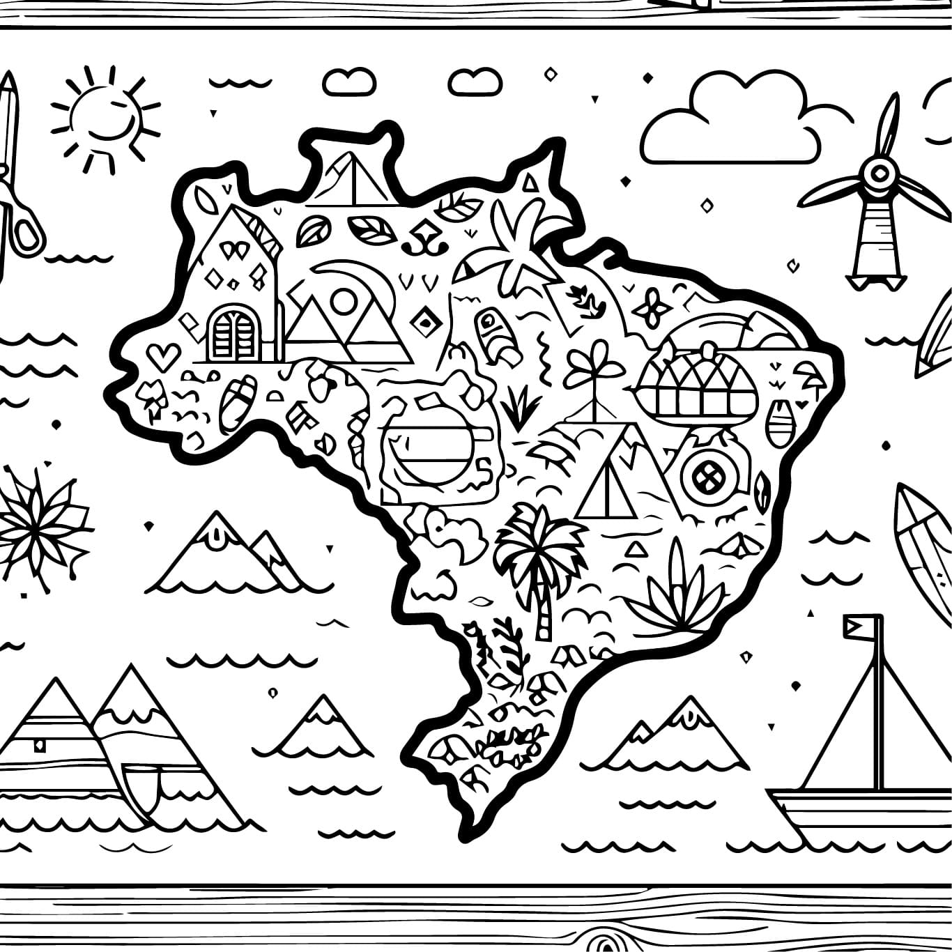 Desenho de Imagem de Mapa do Brasil para colorir