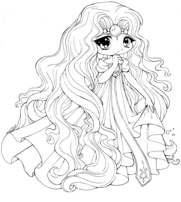 Desenho deImagem de Menina Chibi para colorir