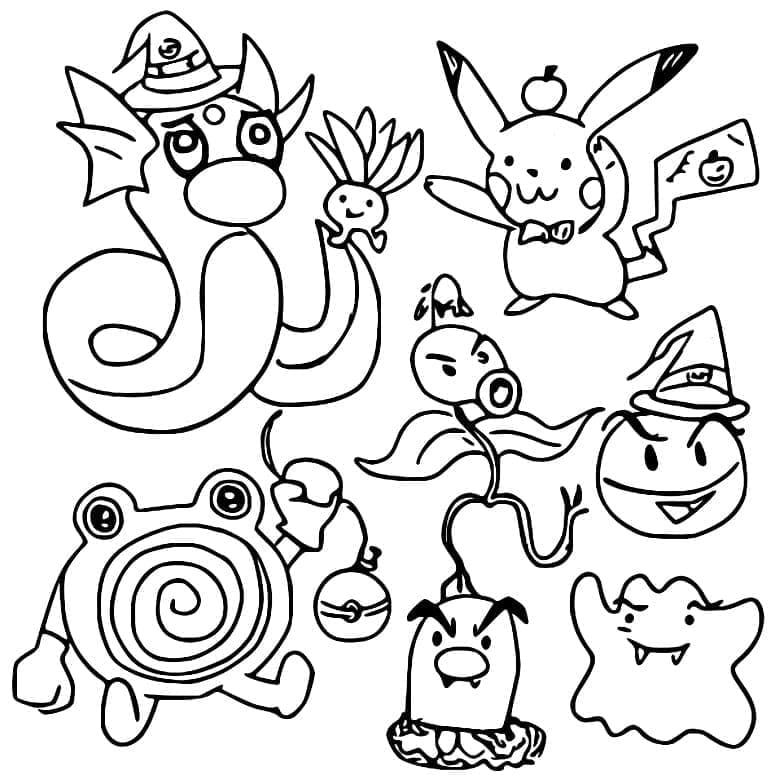 Desenho deImagem de Pokémon de Halloween para colorir