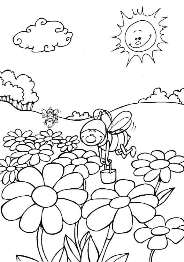 Desenho de Imagem de Primavera para colorir