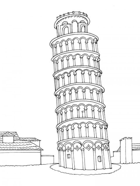 Desenho deImpressionante Torre de Pisa para colorir