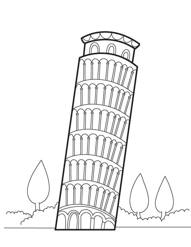 Desenho deIncrível Torre de Pisa para colorir