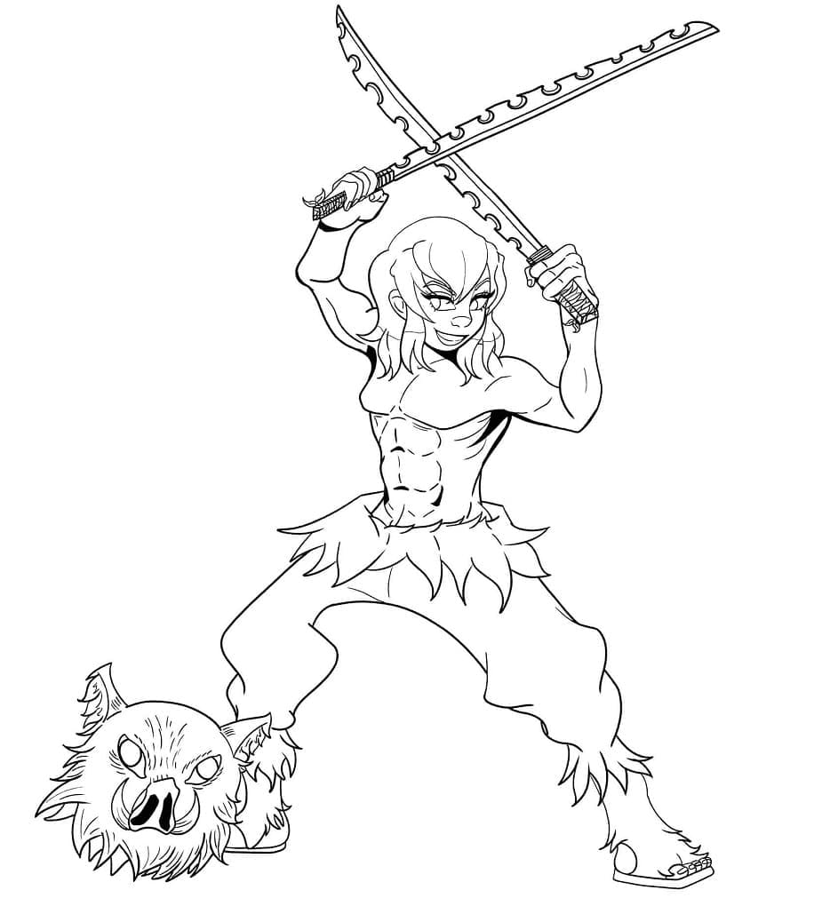 Desenho deInosuke Demon Slayer para colorir