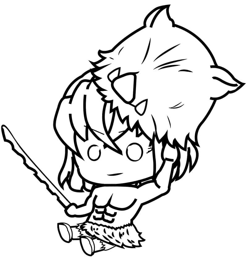 Desenho deInosuke Hashibira Chibi para colorir