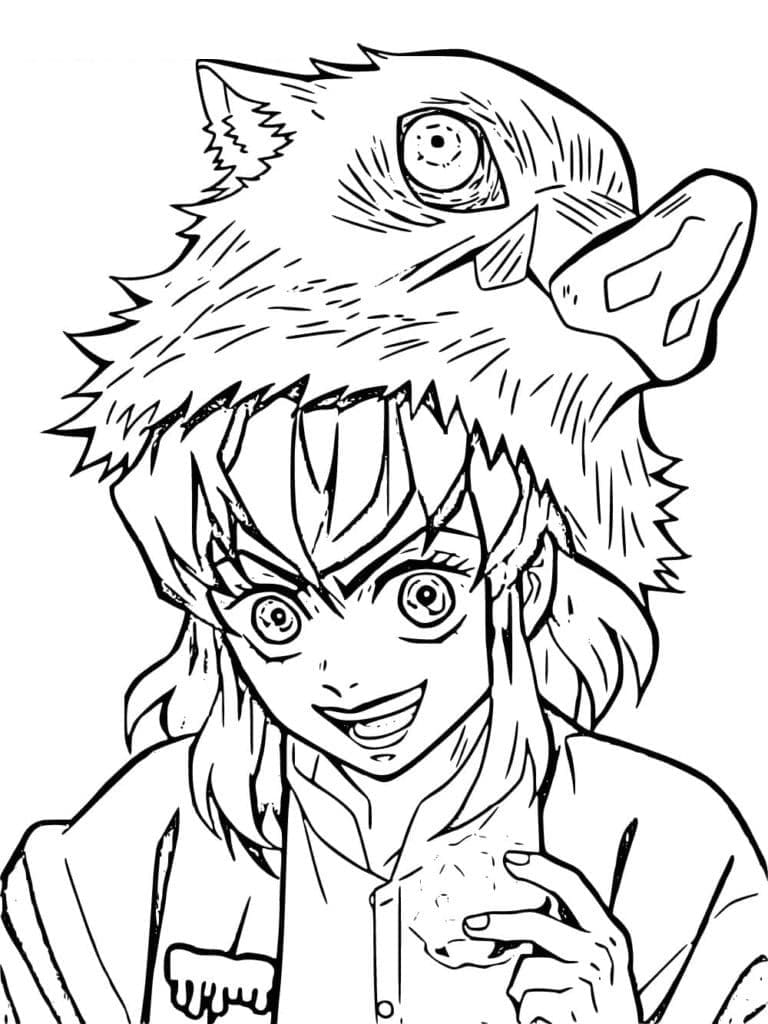 Desenho deInosuke Hashibira Sorridente para colorir