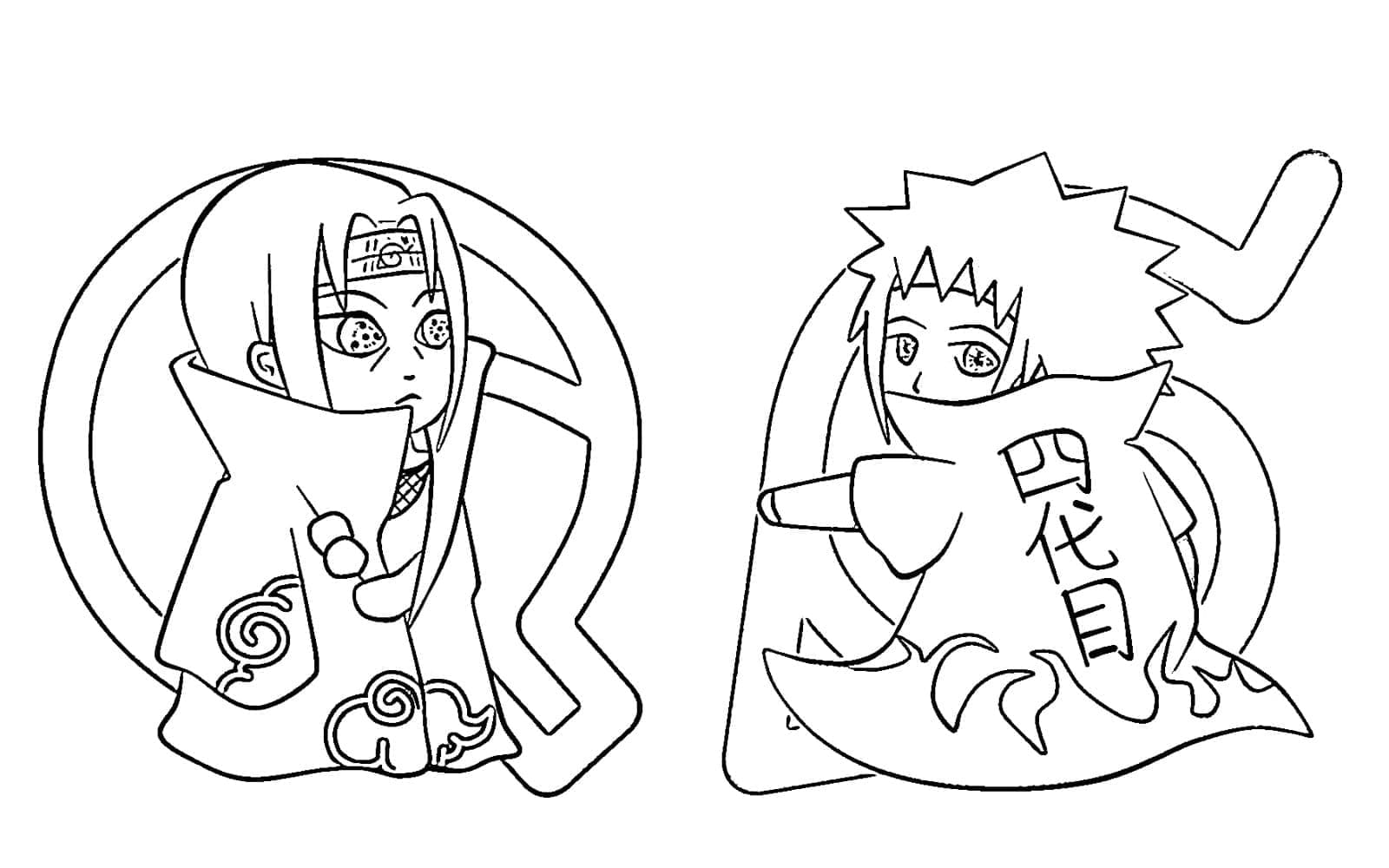 Desenho deItachi e Minato Chibi para colorir