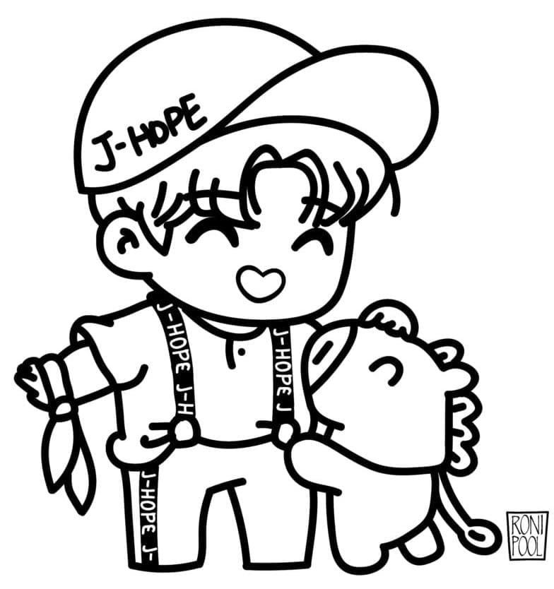 Desenho deJ-Hope e Mang BT21 para colorir