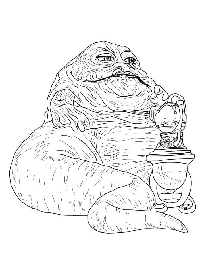 Desenho de Jabba O Hutt De Guerra das Estrelas para colorir