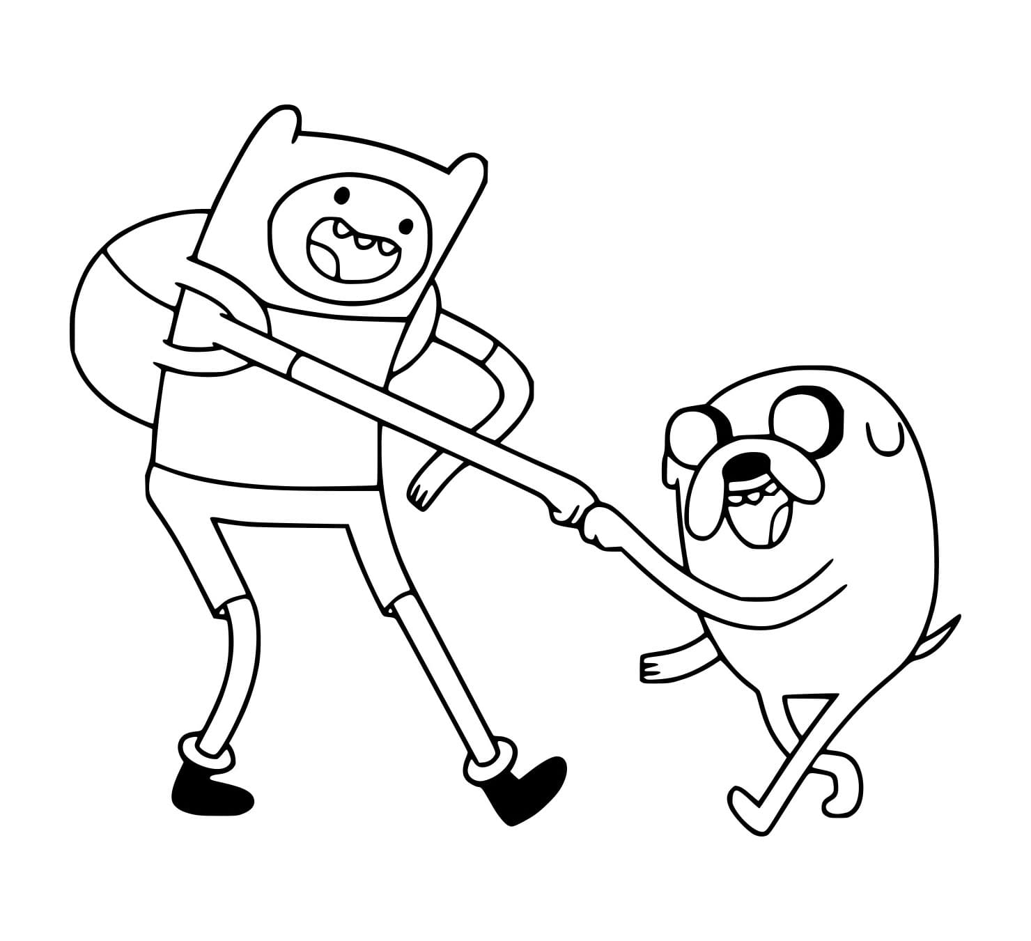 Desenho de Jake Dá Cinco Para Finn para colorir