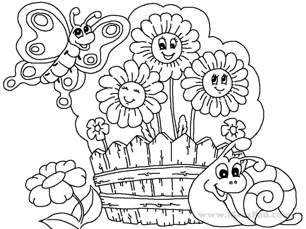 Desenho deJardim de Flores de Desenho Animado para colorir