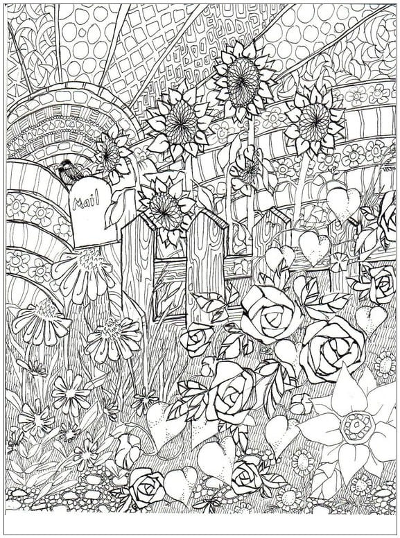 Desenho deJardim de Flores Para Adultos para colorir