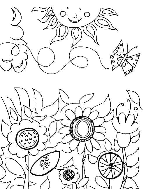 Desenho de Jardim Feliz para colorir